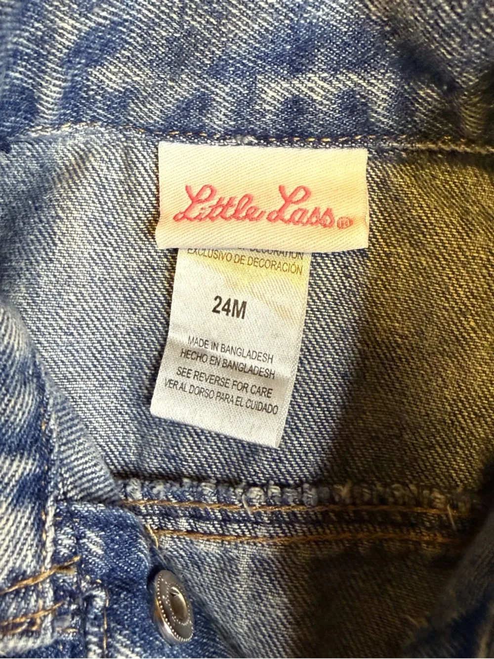 VTG Style Little Lass 24M Denim Vest Studded Acid Wash Plaid Heart Patch Boho